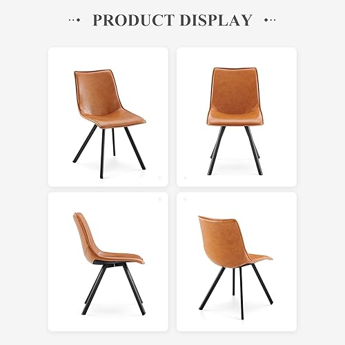 Miniatura 6 de COLAMY Juego de 2 sillas de comedor de piel sintética, con respaldo alto, moderna tapizada, para comedor, cocina, con patas de metal para el hogar,