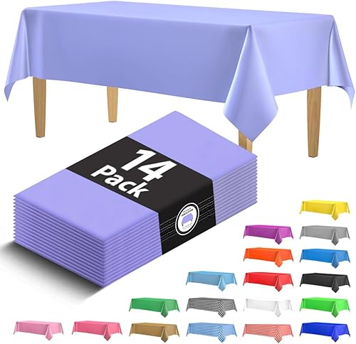Miniatura 8 de Paquete de 14 manteles de plástico turquesa de alta calidad, manteles rectangulares desechables de plástico de 54 x 108 pulgadas, mantel rectangular