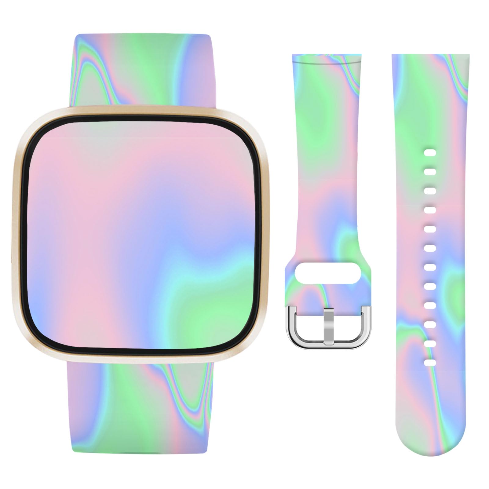 Vozehui Ripple Silicone Straps for Fitbit Versa 4 3 Sense Sense 2, Soft, Unique Printing Technology, Comfortable to Wear, Waterproof and Durable Replacement Band for Men Women