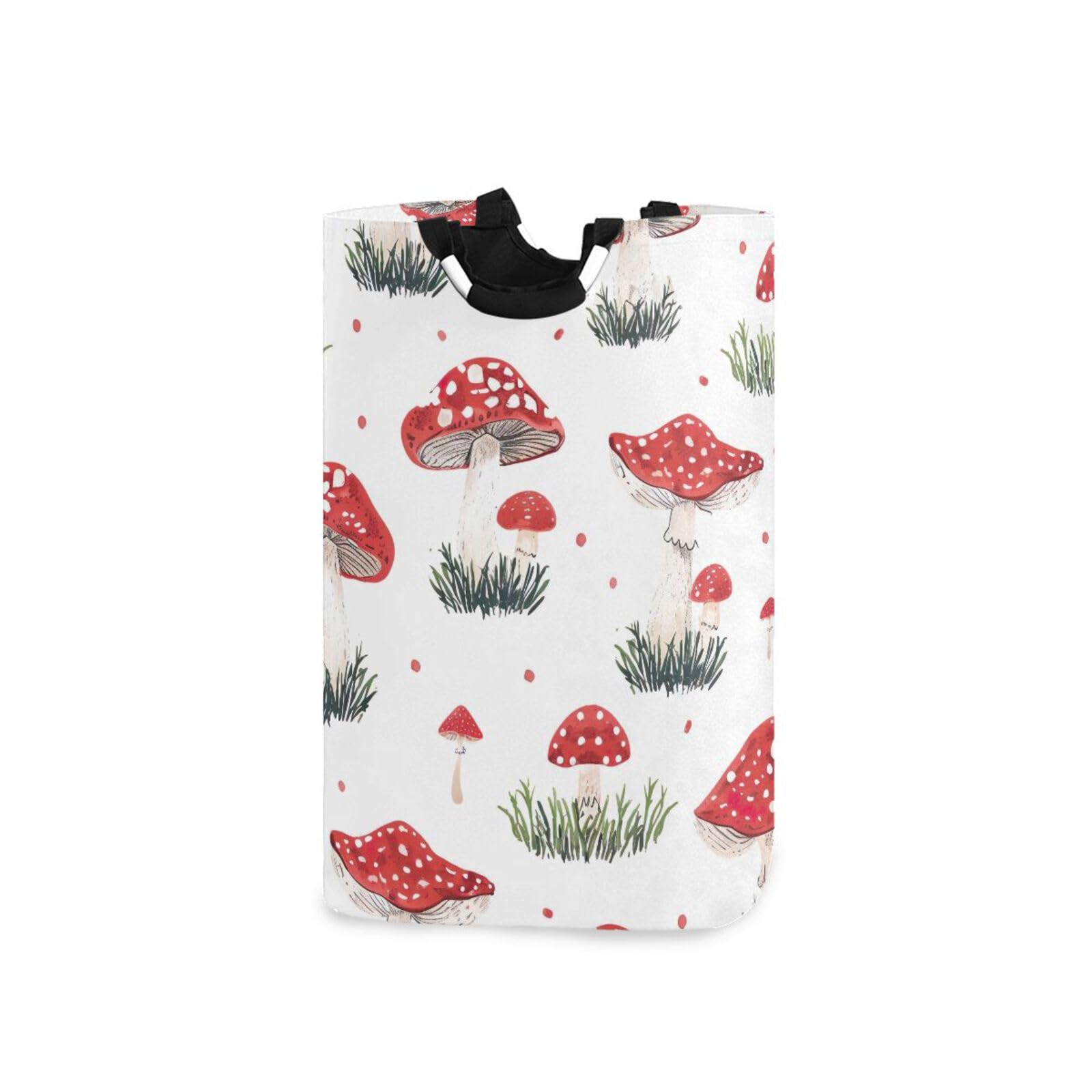 Jihqo Laundry Hamper Basket Vivid Mushrooms Collapsible Nursery Storage Bin Waterproof Clothing Baskets for Home Bedroom Bathroom Washing Room