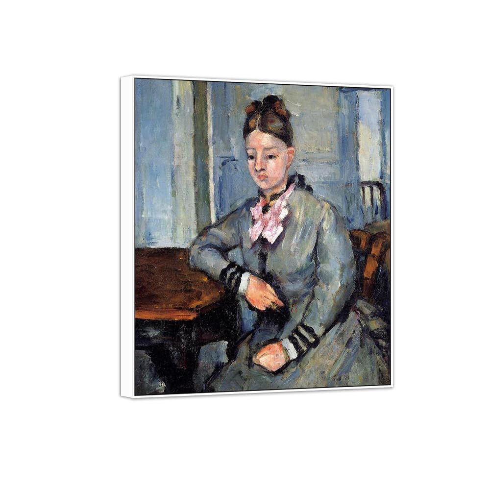 SDYSKKUG Canvas Wall Art Picture Decor Madame 2 by Paul Cezanne 85x70cm White Frame
