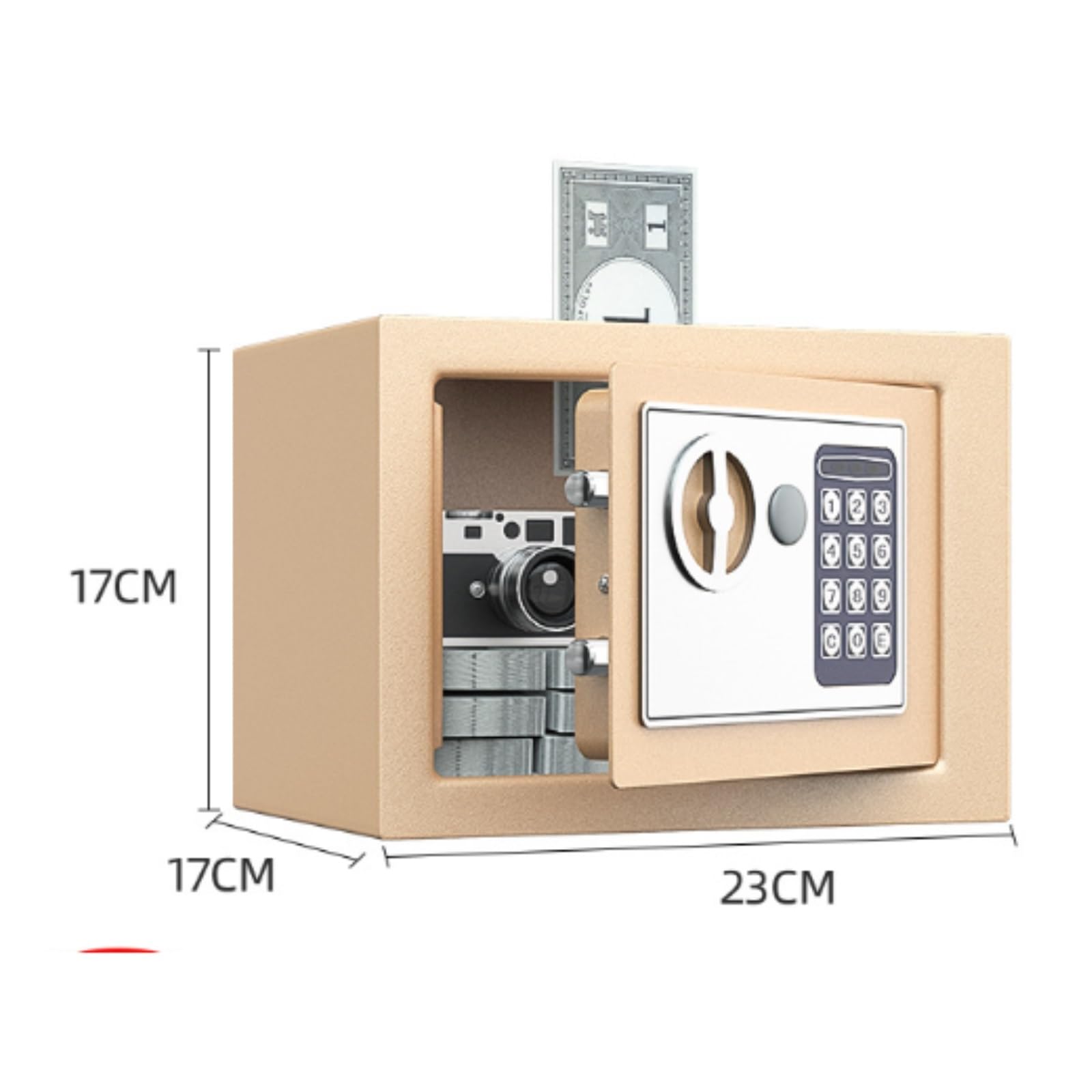Multifonction Tirelire en Métal avec Empreinte Digitale Et Mot De Passe, Coffre-Fort for Pièces Monnaie Épargne Objet de décoration(Gold)