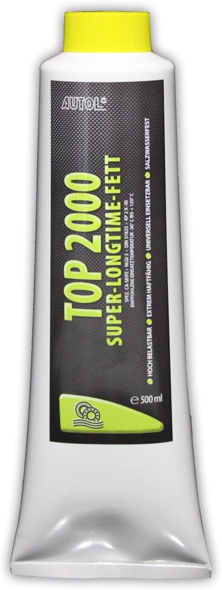 Autol Top 2000 Super Long-time Fett in the 500 ml tube for wheel bearings, steering head bearings, swing-arm bearings and much more. Multi-purpose grease