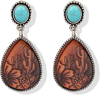 Western Earrings for Women Vintage Concho Earrings Oval Turquoise Jewelry Country Concert Outfits for