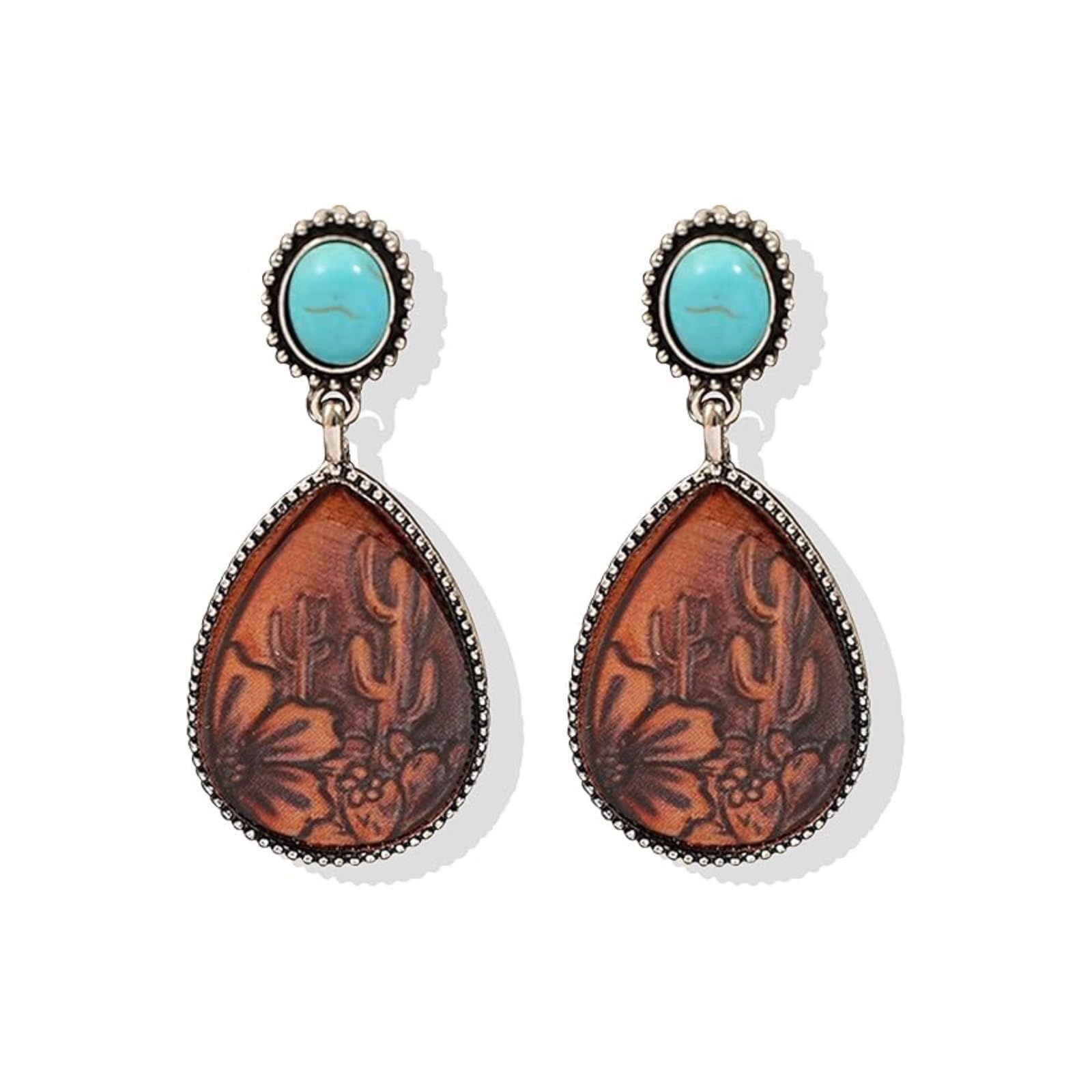 Western Earrings for Women Vintage Concho Earrings Oval Turquoise Jewelry Country Concert Outfits for Women Dress Cowboy Chic Rodeo Outfit Shirts