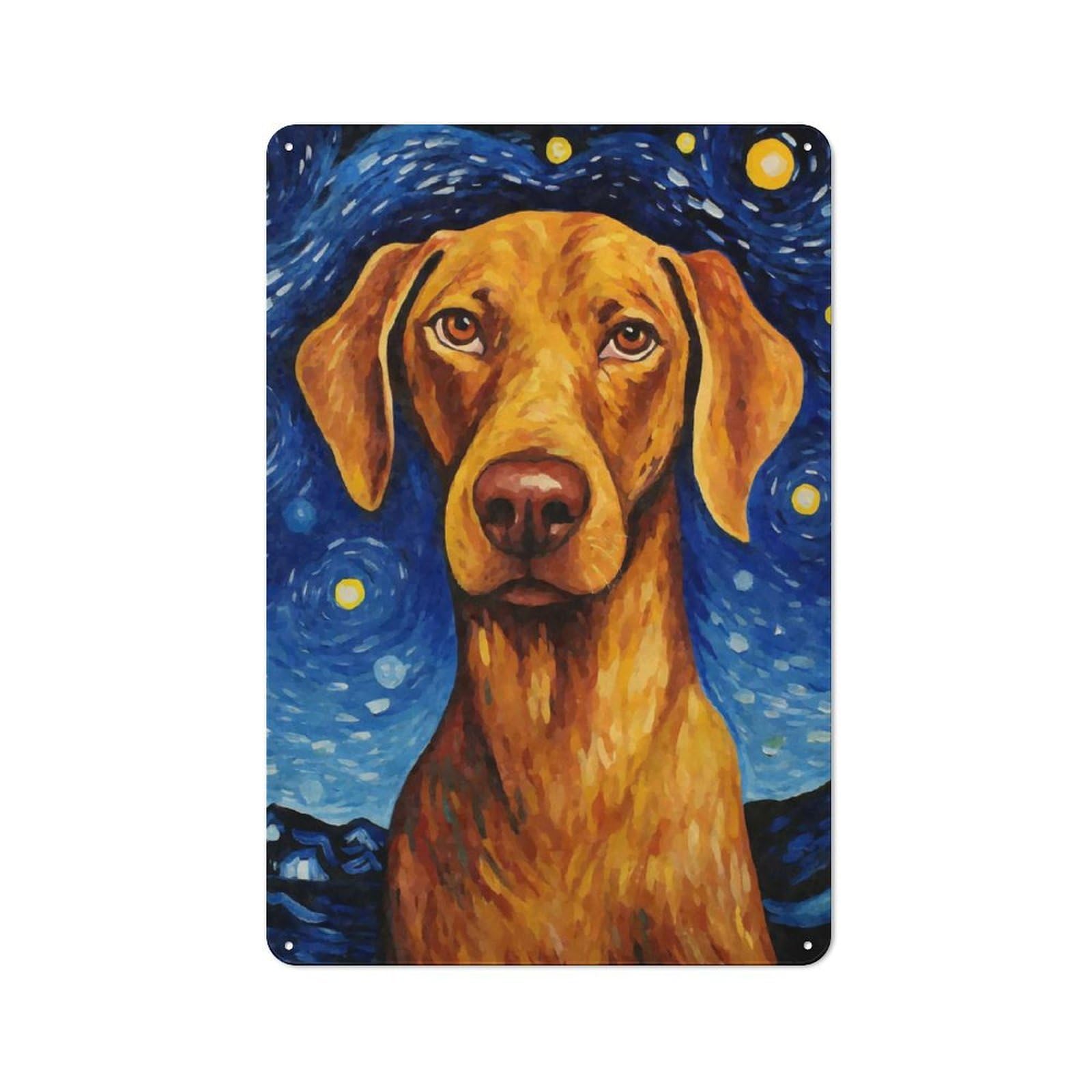 Junmoney Style-21 Kitchen Metal Sign With Vizsla Dog Starry Night Design 30X20cm, Cosy Kitchen Wall Decor For Coffee Bar, Kitchen, Bistro Or Tea Corner