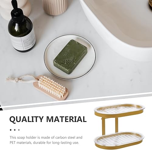 Miniatura 4 de DOITOOL Jabonera de doble capa, jabonera con drenaje, lavabo, fregadero, soporte de esponja para ducha, organizador de ducha, organizador de ducha,