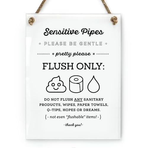 Reilly Originals 6x8 Inch Cute Sensitive Pipes Emoji Bathroom Sign
