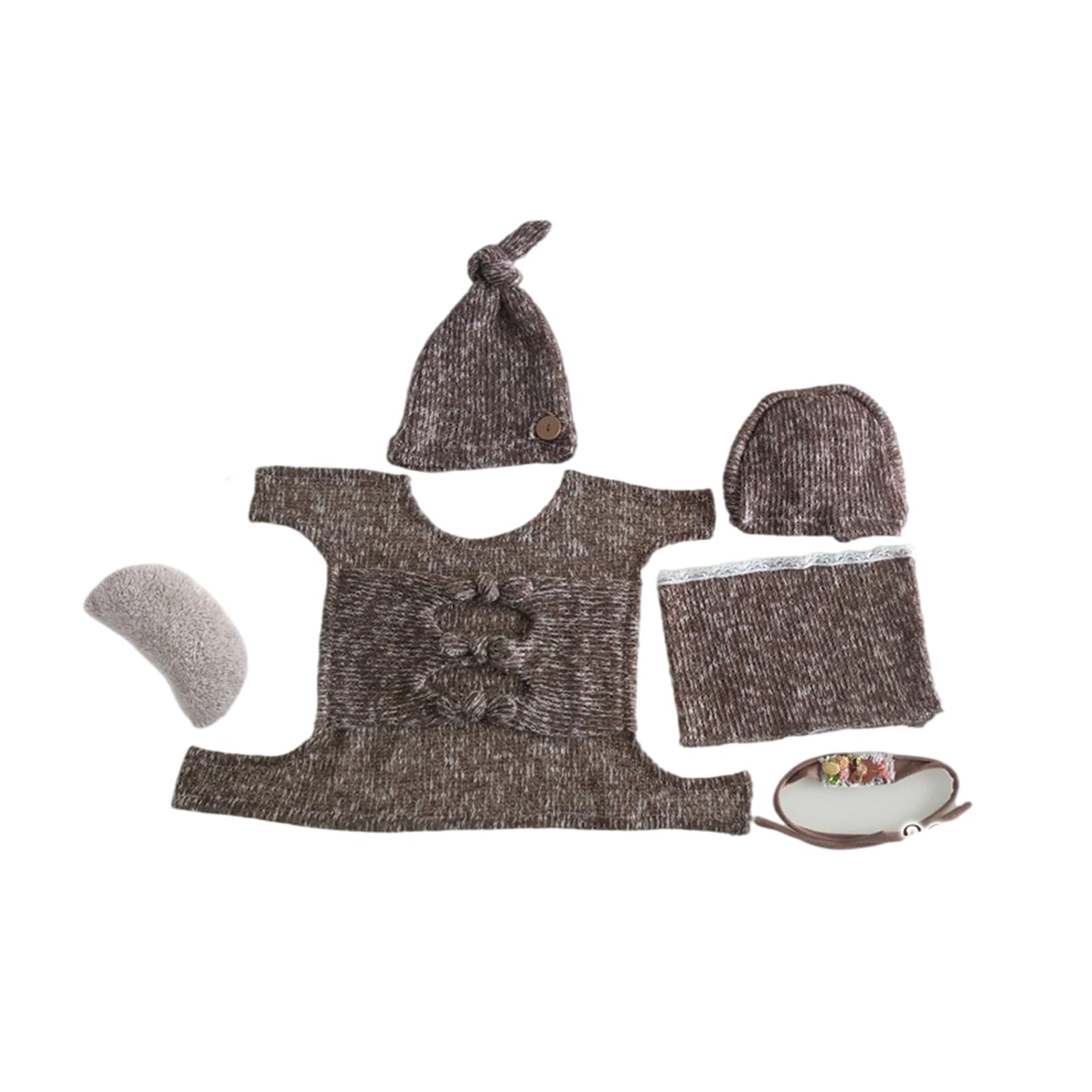 Photoshooting Props for Newborn Hat Stretchy Wrap Photo Posing Backdrop Photo Decoration 7PCS