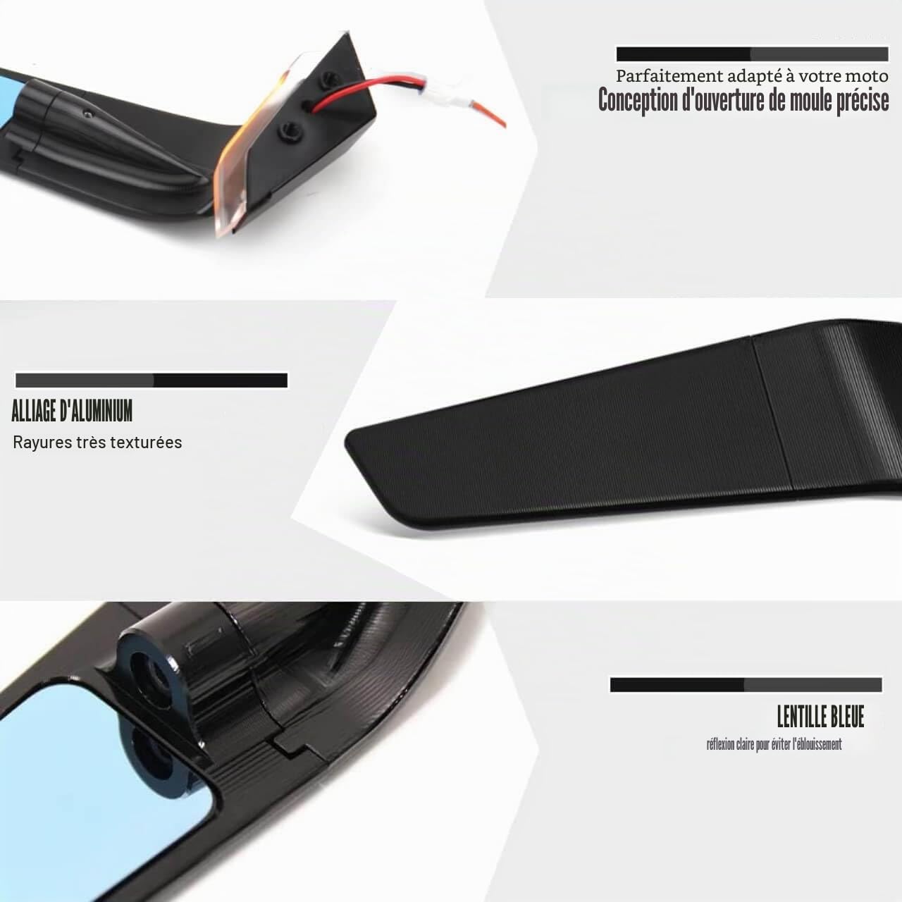 Rétroviseurs de moto avec éclairage LED pour Ducati Panigale V4 1100 et Panigale V2 955, pivotants latéraux, rétroviseurs de guidon de moto avant