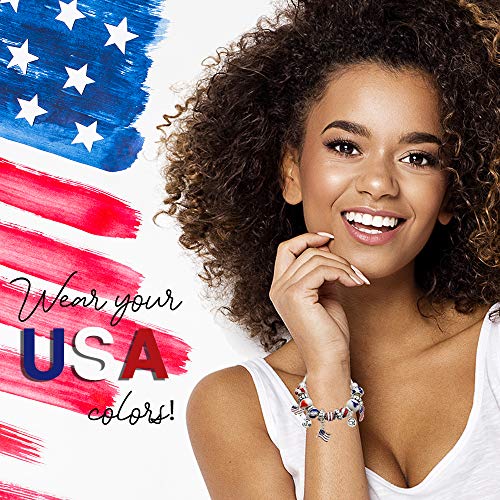 Lola Bella Gifts USA American Flag Patriotic Charm Bracelet with Gift Box - Image 4