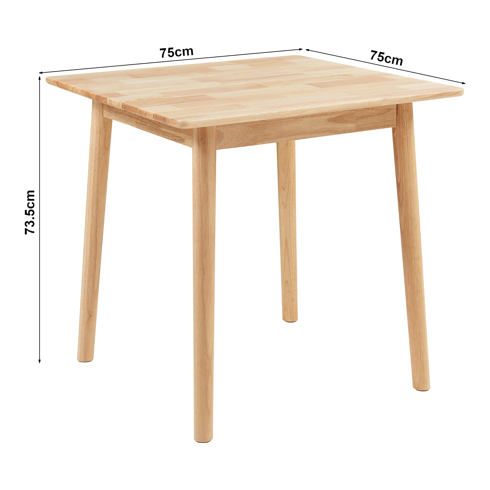 [en.casa] Stół do jadalni Klijori stół kuchenny dla 2-4 osób, 75 x 75 x 74 cm, stół do jadalni, kuchni, salonu, kwadratowy, drewno, naturalne