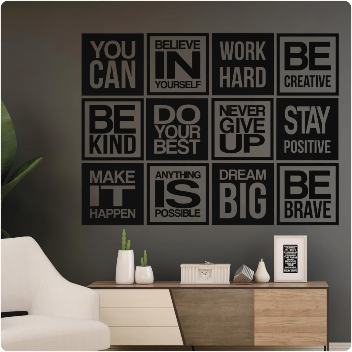 My Vinyl Story Large 12 PC Motivational Wall Decal Positive Inspirational Quote Phrases Decor Wall Sticker Art Sayings for Office Gym Classroom School Library Kids Decoration (12 PC)
