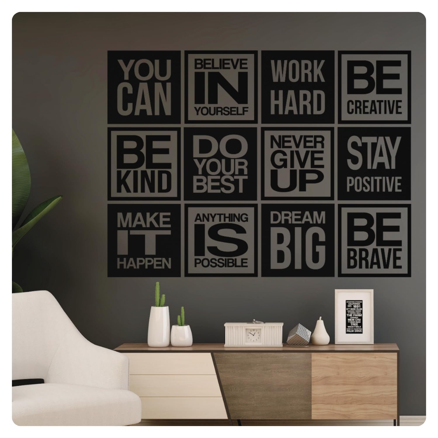 My Vinyl Story Large 12 PC Motivational Wall Decal Positive Inspirational Quote Phrases Decor Wall Sticker Art Sayings for Office Gym Classroom School Library Kids Decoration (12 PC)