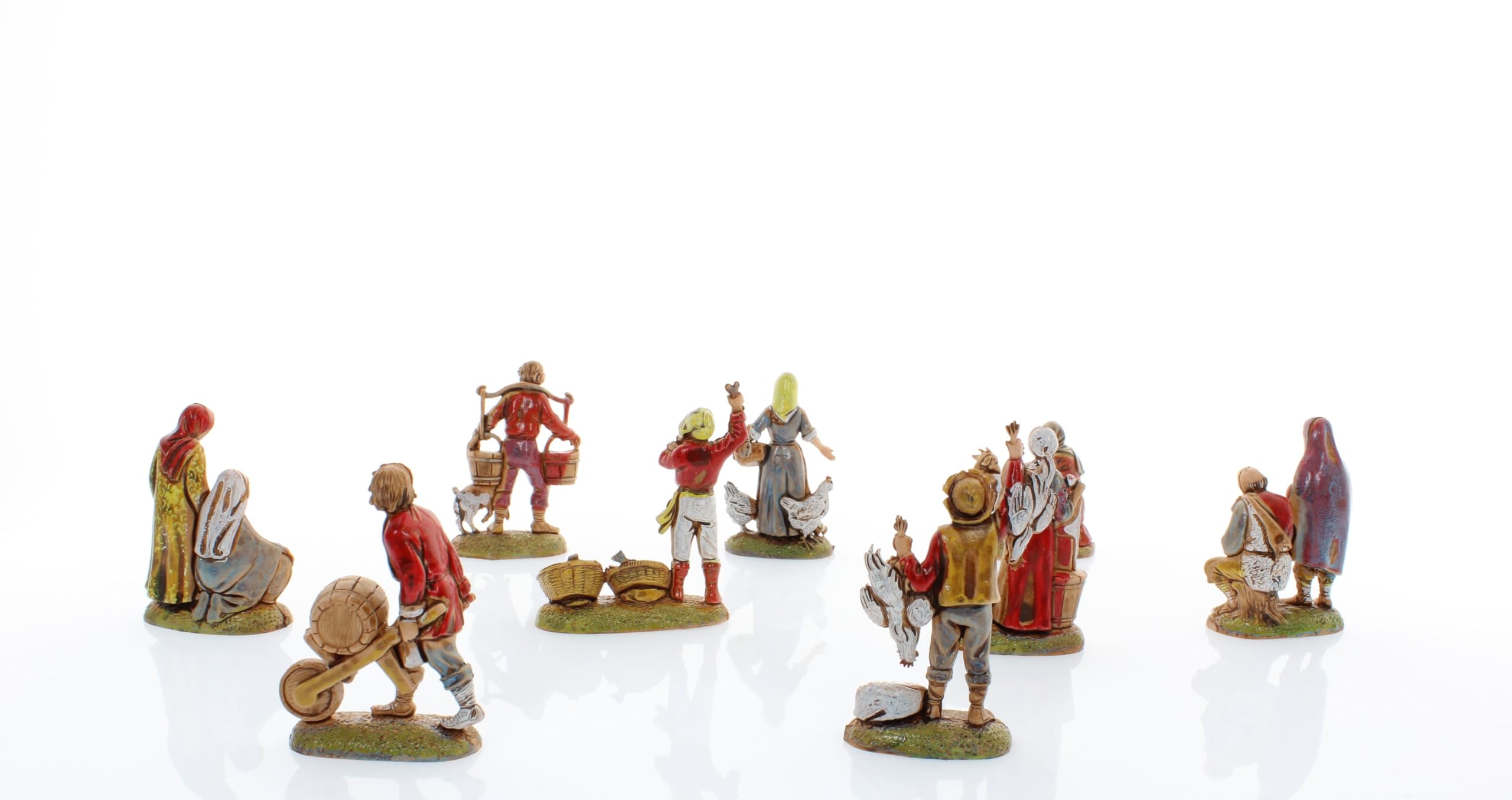 Moranduzzo Set 9 Pastori Napoletani Adatto a Presepe da 6 cm Scala 1:32 – MINI 6 – Statuina Indistruttibile, Stile '700, Rifinita a Mano, Scultore M. Landi, Made in Italy