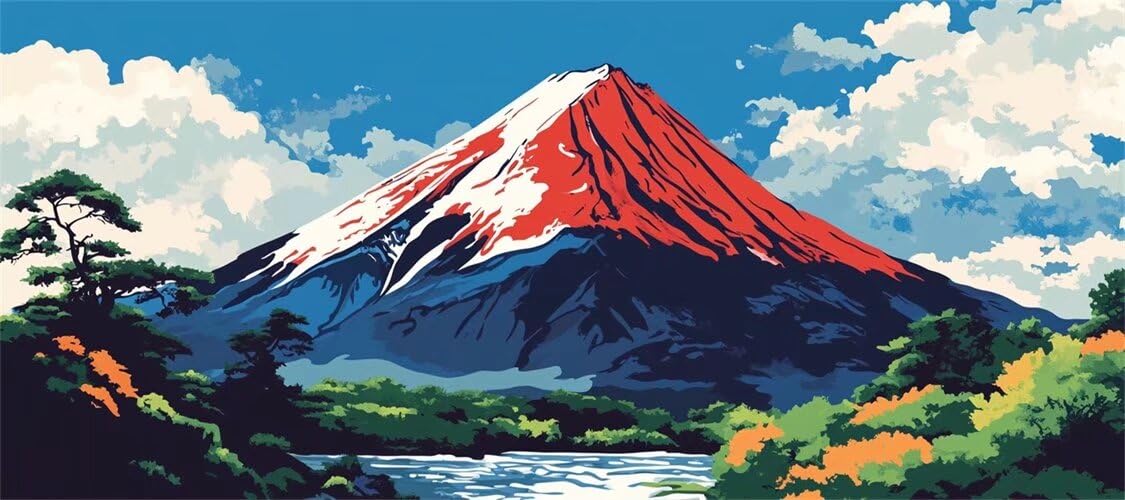 Pittura Ad Olio Per Numeri Con Cornice 20x20cm - Kit Fai Da Te Per Adulti E Bambini, Paesaggio Montagna Con Pennelli E Colori Acrilici