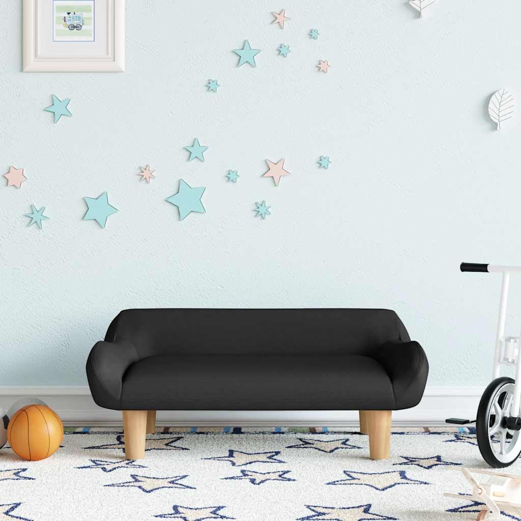 vidaXL Divano per Bambini Nero 70x40x24 cm in Tessuto, Mini Divano, Sofa per Bambini, Poltrona per Divano per Bambini, Divano per Sala Giochi