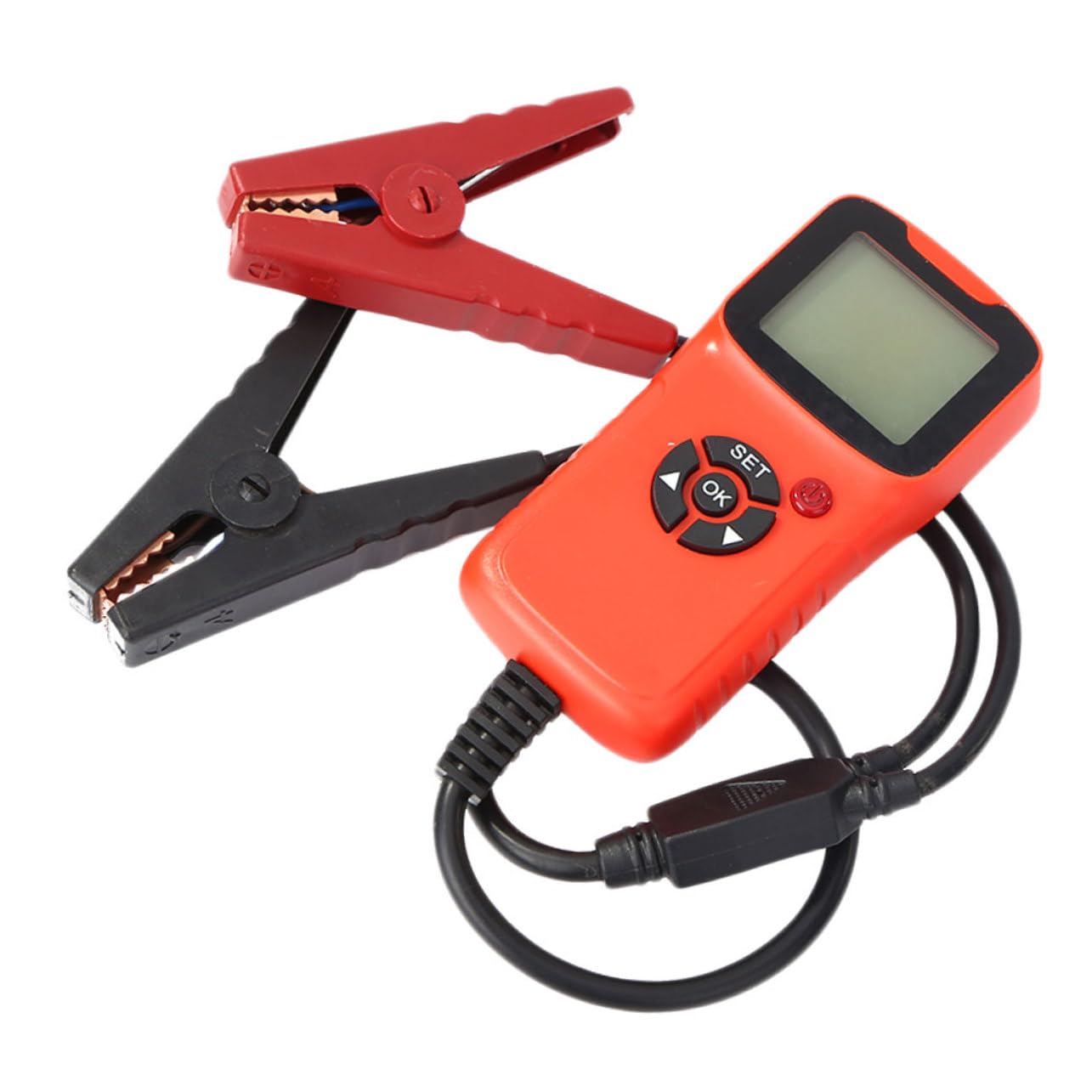 Comprobador de Batería de Coche 12v Portátil Analizador | Monitor del Sistema de Carga, Protección ante Polaridad Inversa y Sobretensión, Plástico y Metal, Color Naranja