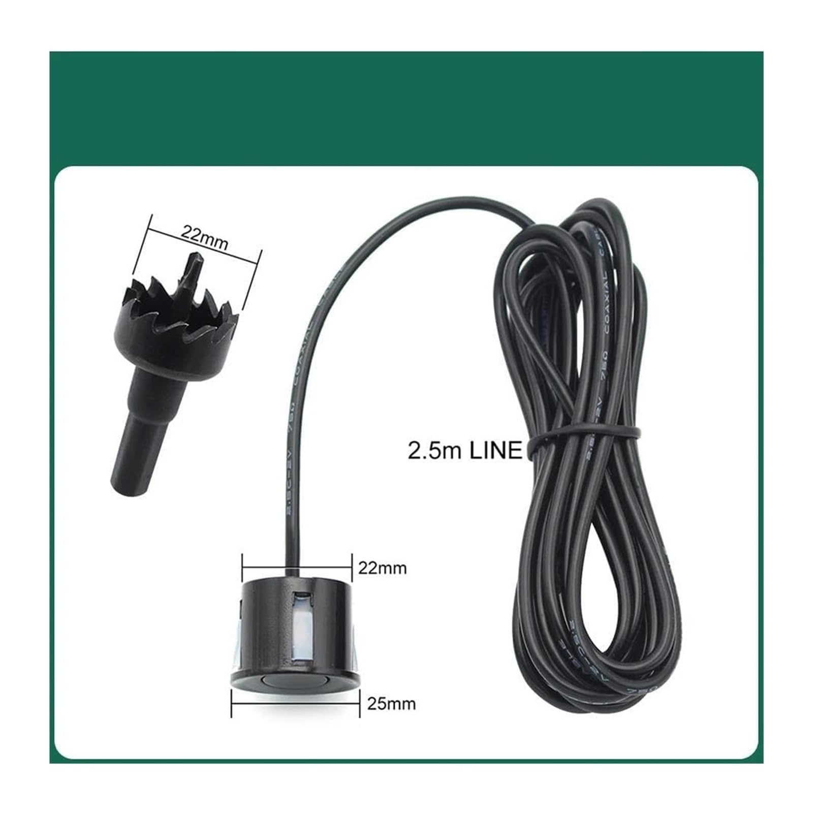 Radar Marcha Atrás Trasero para Coche Sensor Aparcamiento AHD 22 Mm Asistencia Seguridad para con Pantalla Sensor De Aparcami(Negro)