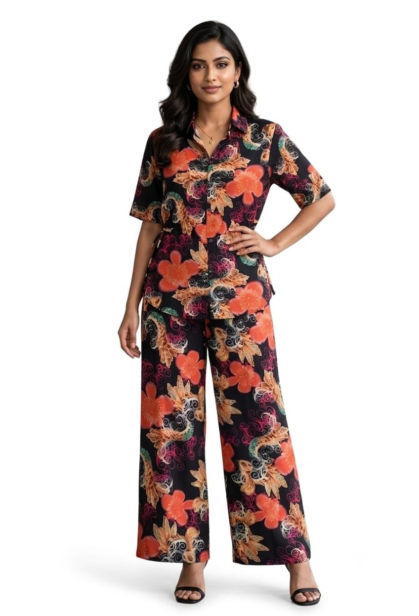 Leriya Fashion Womens Rayon Geometric Regular Dress Co-Ord Set (LF-W1872&TR920_Blue_2XL)-image-23