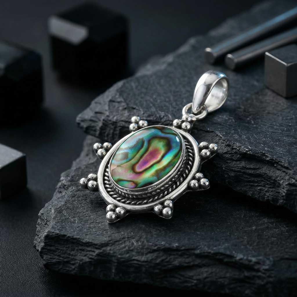 JEWELOPORIUM 925 Sterling Silver Plated Handmade Jewelry Oval Moonstone, Garnet, Turquoise, Rose Quartz Natural Gemstone Boho Pendant Necklace For Women