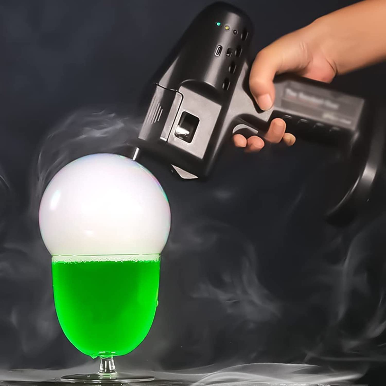 Ahumador de Alimentos Infusor de Humo portátil, Fumador de Alimentos de Mano Fumador de cócteles, Molecular Agua de Burbujas Fumador pulverizador para Cocina Bar Pistola de Humo