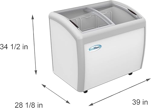 Vista 53 de KoolMore - Vitrina comercial para congelador de helados MCF-6C, congelador superior de vidrio con 2 cestas de almacenamiento y tapa deslizante