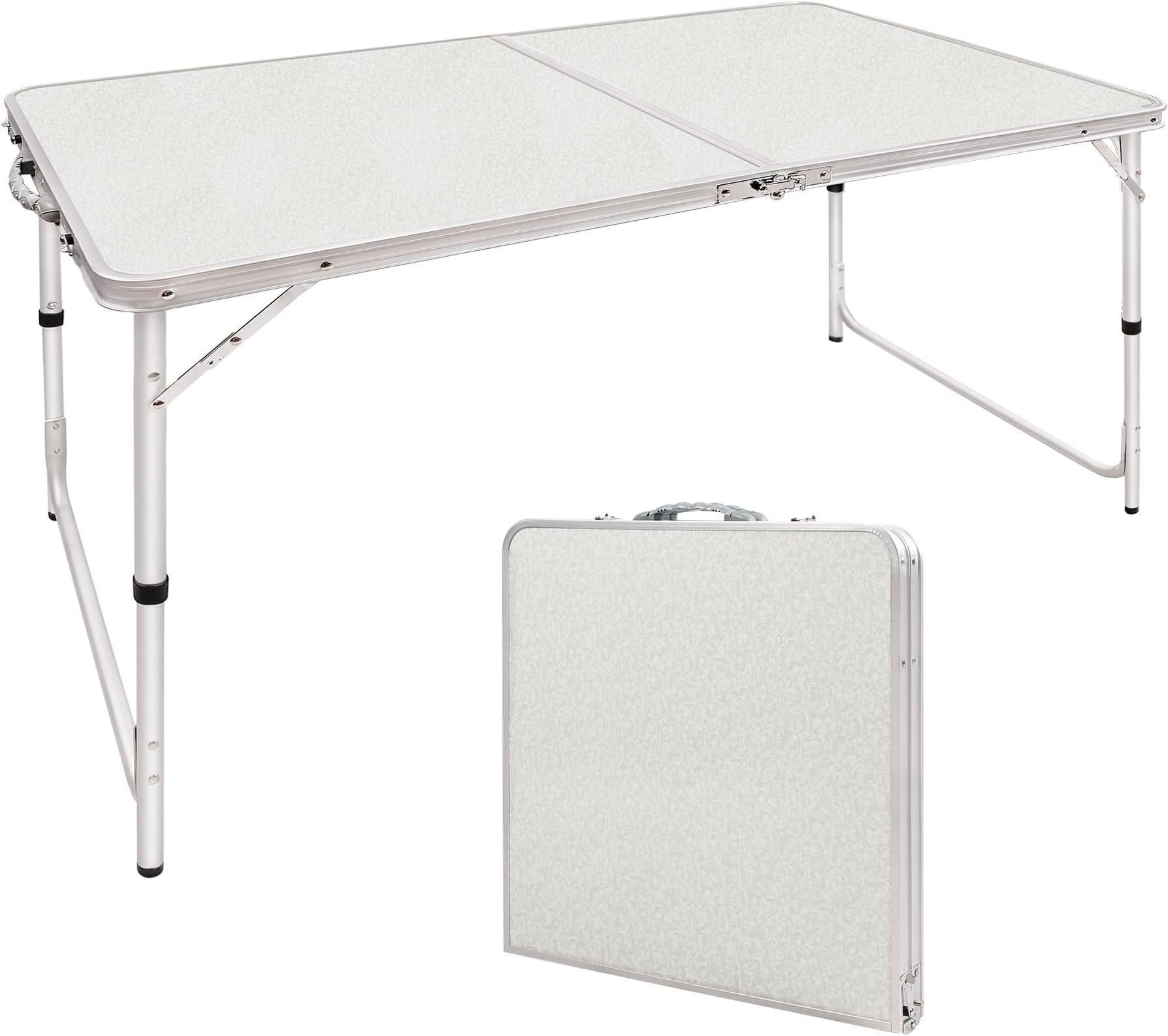 Aluminum Folding Table 4 Feet, Adjustable Height 47.2x23.6x22/27 Inches