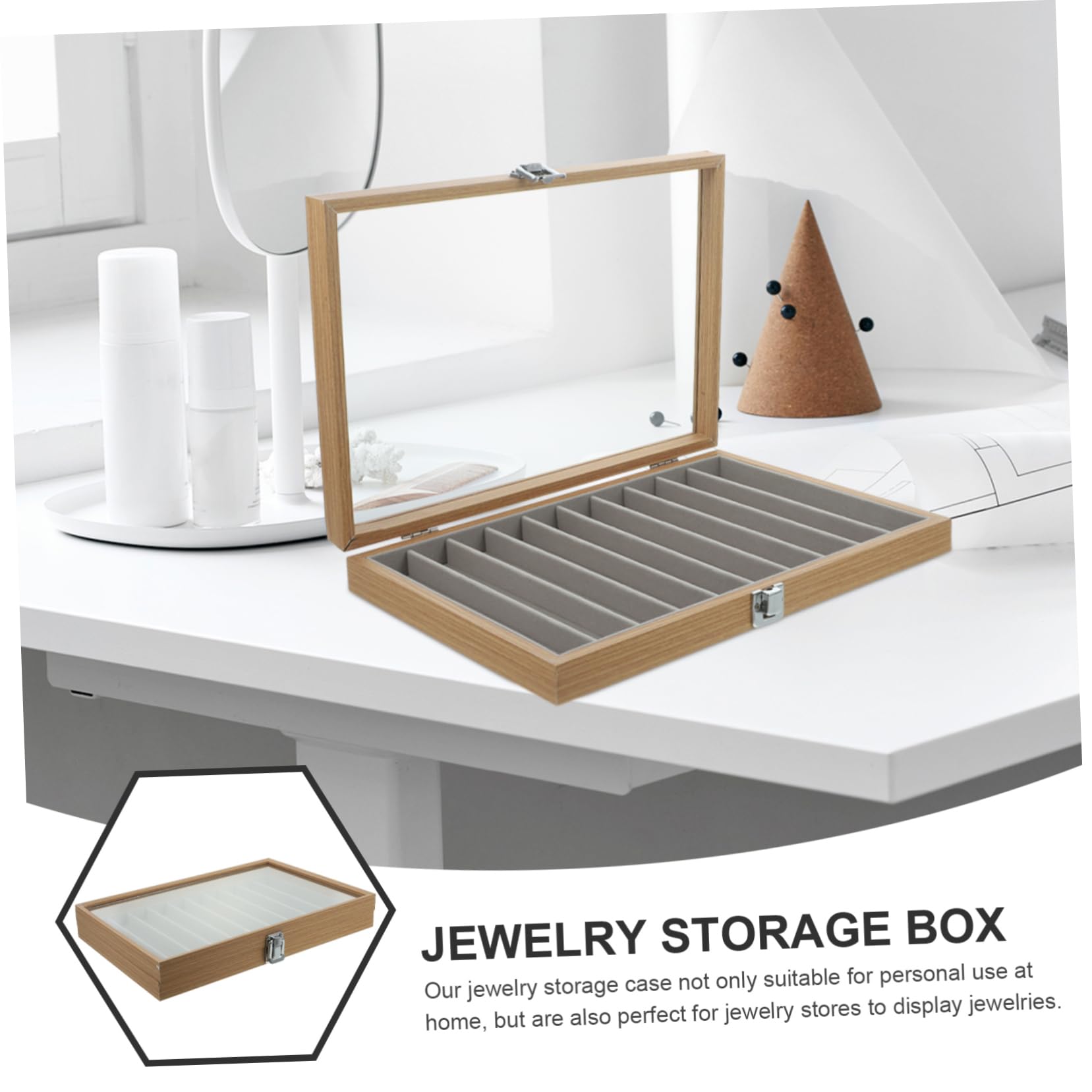 Alipis Caja de Almacenamiento de Joyas Transparente Tapa de Expositor de Collares y Pulseras Organizador para Anillos y Aretes para Joyas y Otras