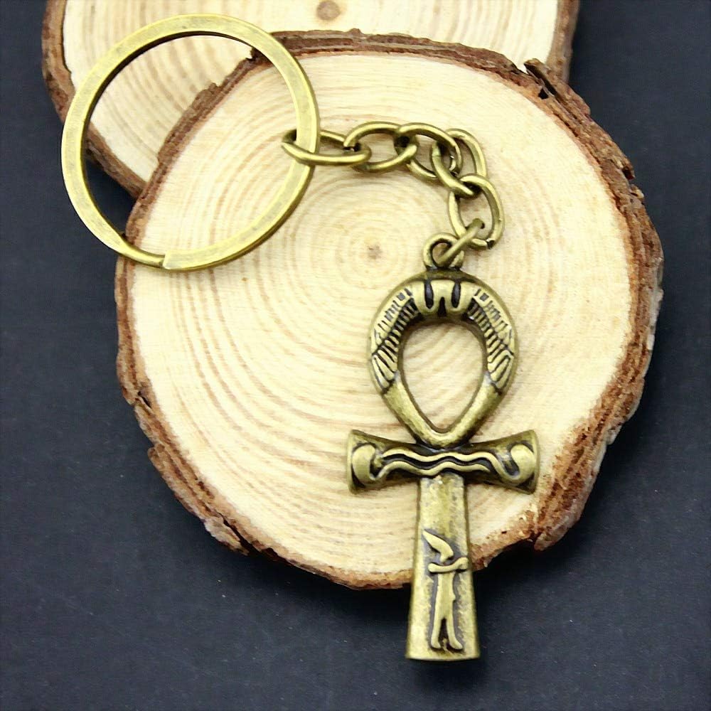 WYSIWYG 3 Pieces Key Chain Women Key Rings Couple Keychain for Keys Ankh Cross 43x19mm