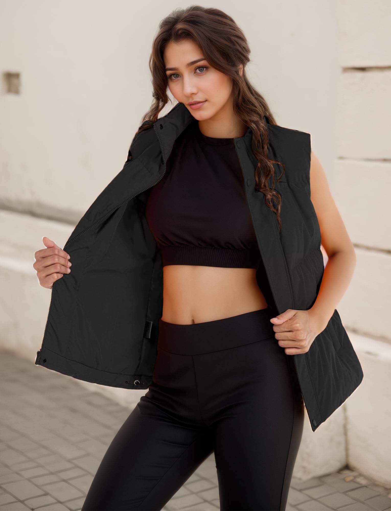 FEOYA Femme Gilet sans Manche Gilet Duvet Doudoune Zippé Adulte Veste Hiver Légère Matelassée Zippée avec Poches