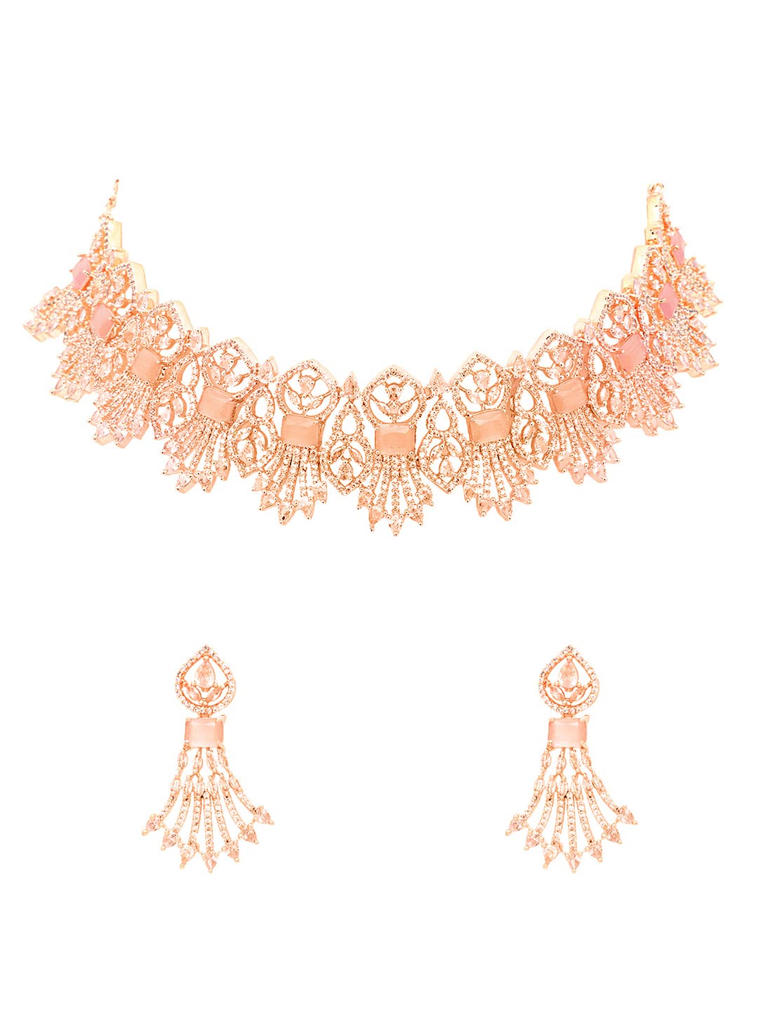 Yellow ChimesJewellery Set for Women American Diamond Bridal Wedding Multicolor AD Jewellery Necklace with Earring Set for Women and Girls