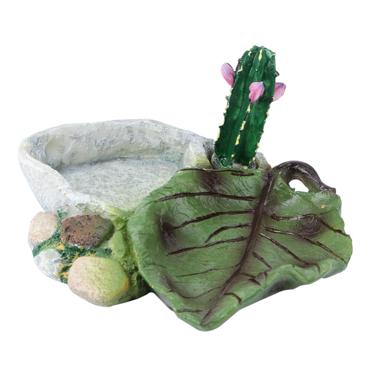 CORHAD 1Pcs Cactus Design Reptile Bowl Durable Pet Food Dish for Tortoise Water Turtle Lizard Snake Easy to Clean and Crawler Food Container for Fresh Dry Snacks