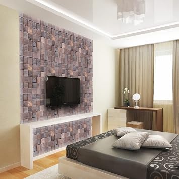 Alenor Tessera Ice 3D Wood Wall Panels Planks 5.80 Sq. Ft Natural Reclaimed Wood Panel Set Seamless Fit DIY Wall Decor Perfect Humid Walls Mosaic Rustic Wall Decor All Wood Squares Handmade
