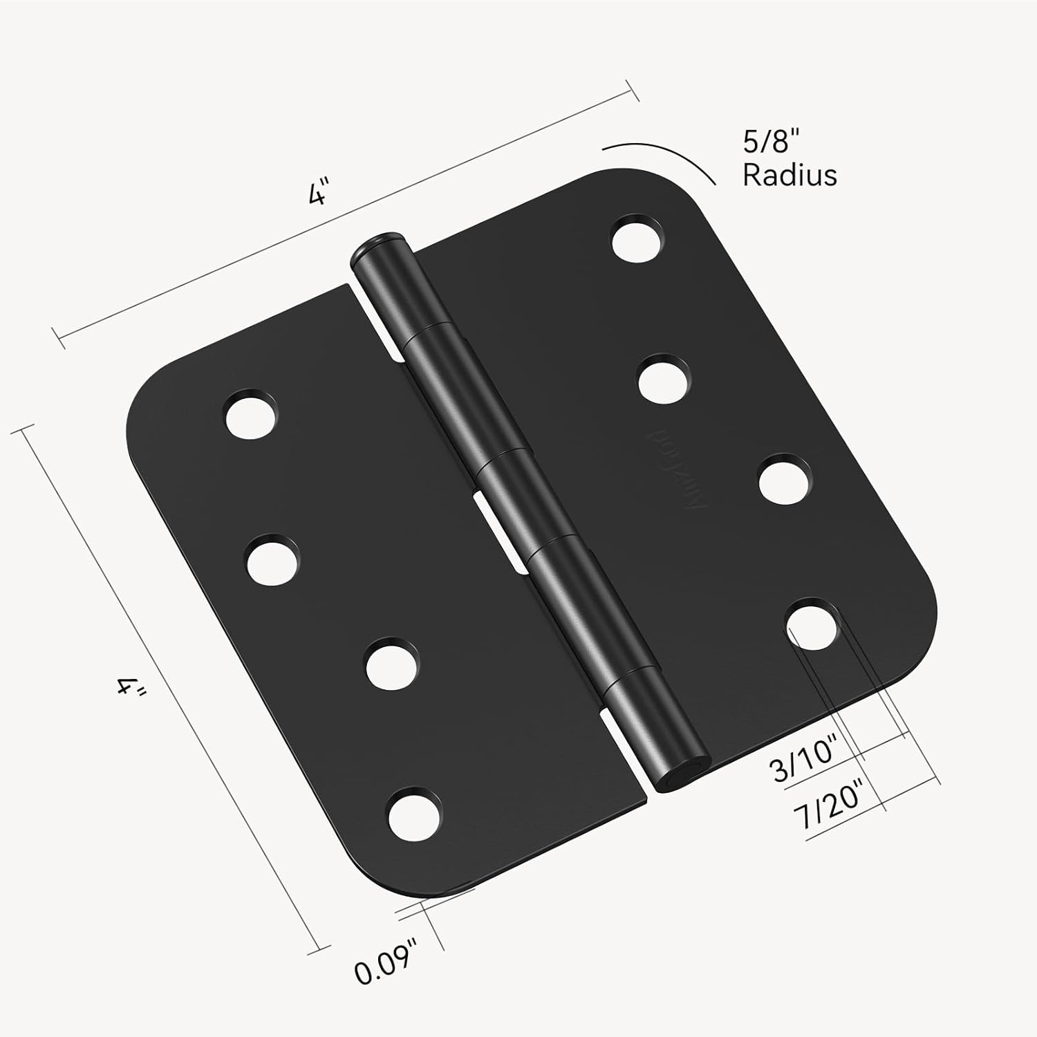 Black Door Hinges 4 Inch - 21 Pack Matte Black Door Hinges 4 Inch Rounded Interior Door Hinges with 5/8" Radius - 4" X 4" Black Hinges for Exterior Doors - Front Door Hinges Residential