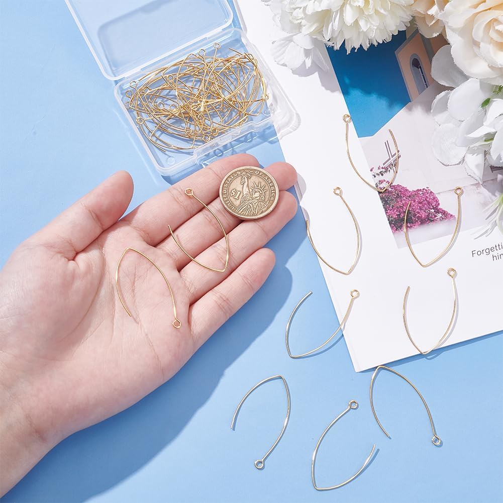 UNICRAFTALE About 40Pcs 18K Gold Plated Earring Hooks U Shape Earring Hooks Ear Wire Fish Hooks Golden Dangle Earring Earring Hooks Accessories for DIY Earring Jewelry Making Findings - Image 2