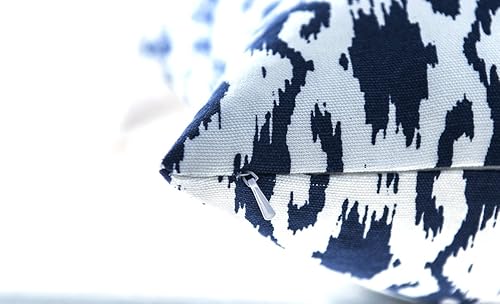 Miniatura 4 de Paquete con 2fundas para cojines decorativos TreeWool con diseño de acento de diamante Ogee Ika, fabricadas con lienzo de algodón, Algodón, Azul