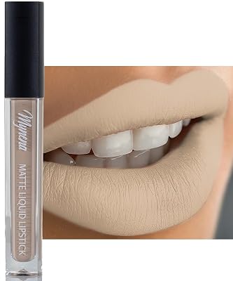 Mynena Light Beige Nude Matte Liquid Lipstick | Long-Lasting, Waterproof, No Smudge, No Transfer Lip Color | All-Day Wear for Long Days | Lightweight Comfortable Non-Drying – Natural Minimal | Lady
