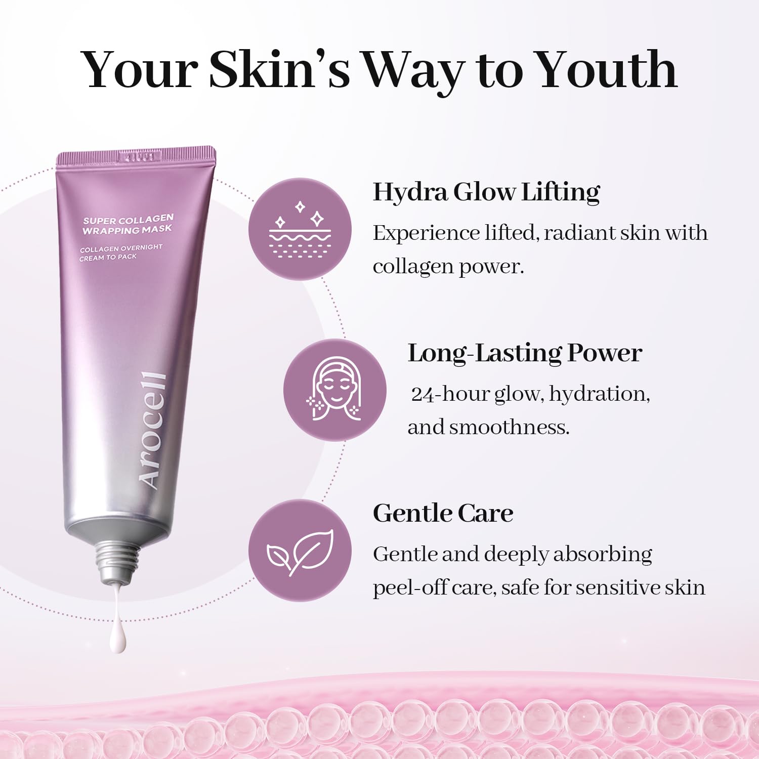 AROCELL Super Collagen Wrapping Facial Mask 50g – Korean Peel Off Face Mask Pack with Collagen Film Care | Hydrating, Firming & Elasticity Boosting Exfoliating Skincare - Image 5