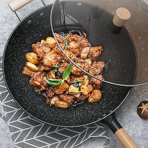 Wok antiadherente con recubrimiento de granito 13.4 in miniatura 3