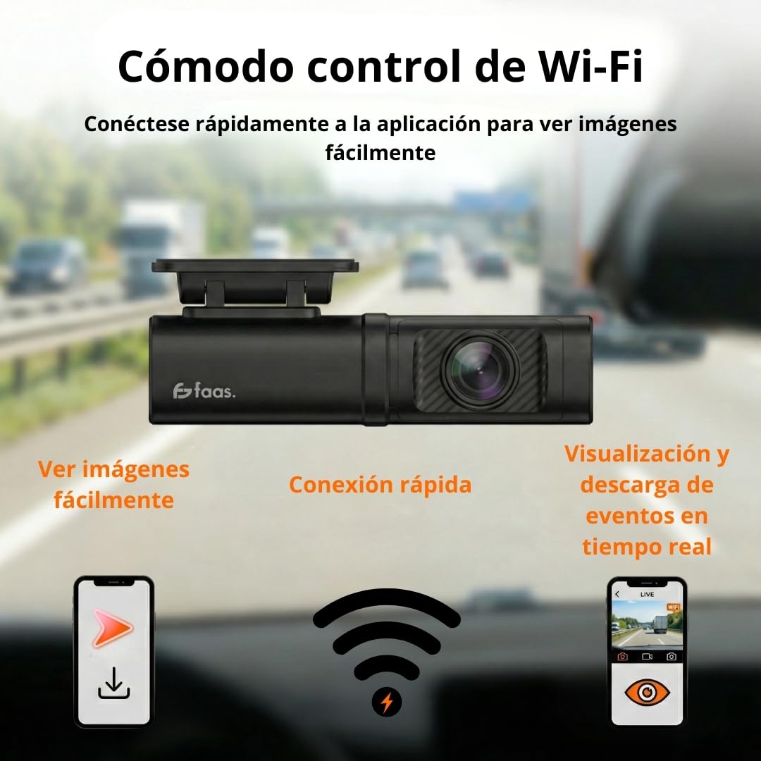 Faas S80 Dash CAM Coche 4K Delantera y Trasera – Cámara para Coche con Tarjeta 64GB Incluida, WiFi, Visión Nocturna, G-Sensor, Modo Parking & Gran Angular 160°