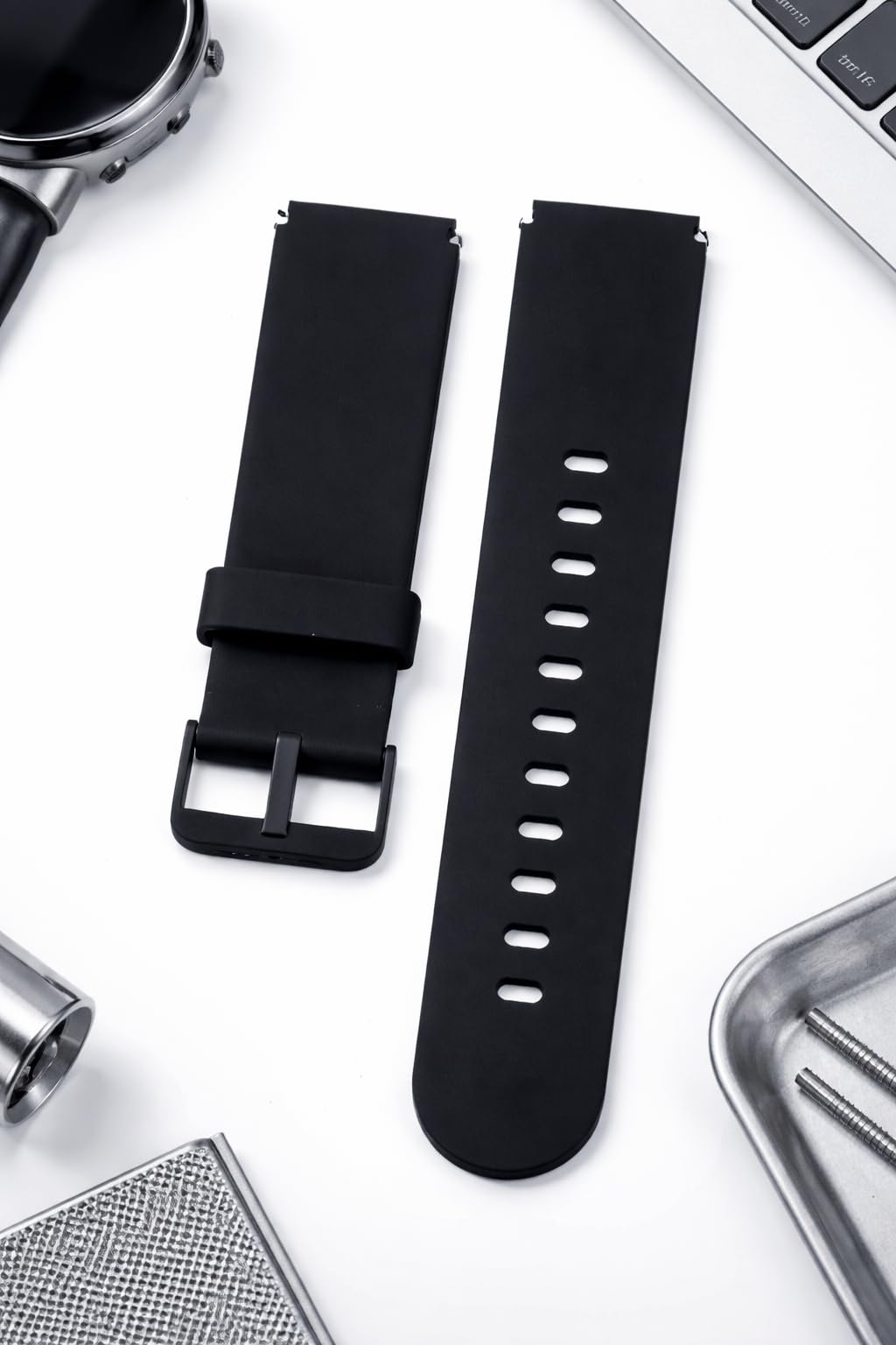 19mm Silicone Strap Band with Metal Black Buckle Compatible with Noise Colorfit Pro 2, Boat Storm Smart Watch & Watches with 19mm Lugs-picture-16