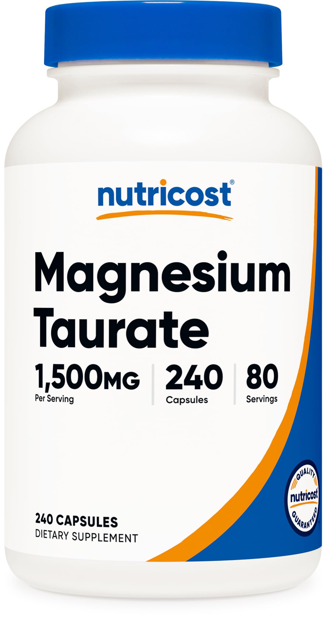Magnesium Taurate 1,500mg; 240 Capsules - Gluten Free, Non-GMO, Vegan, 80 Servings