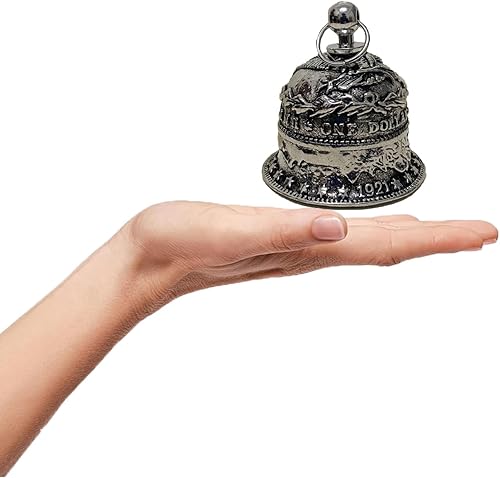 Morgan - Campanas de dólar plateadas, 4 campanas pequeñas de plata, campanas colgantes de metal vintage para fiesta, hogar, vacaciones, bar,