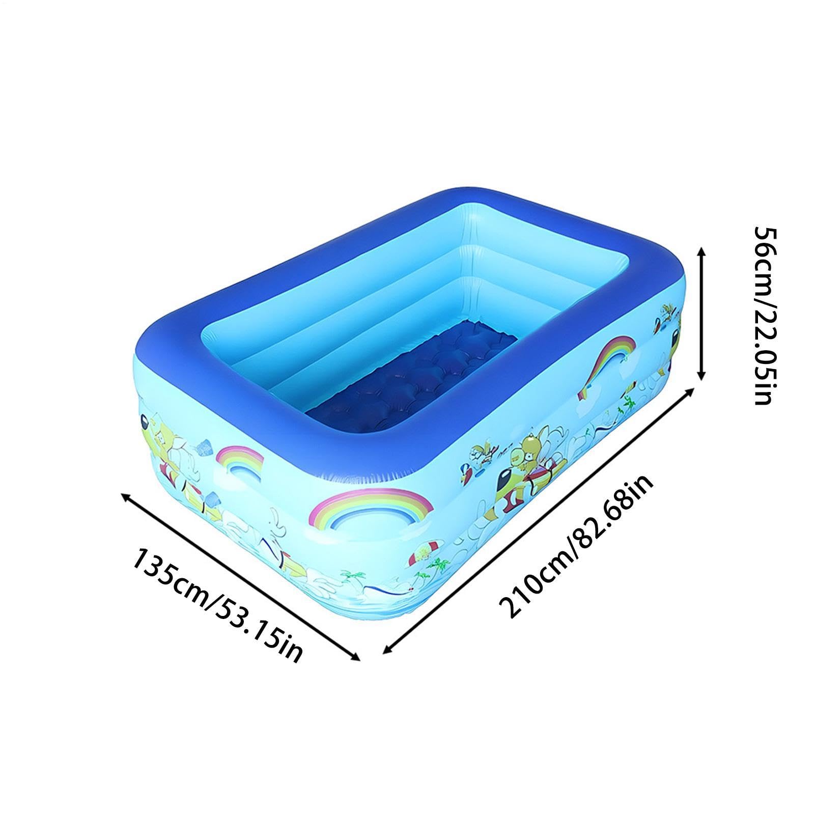 Aufblasbarer Pool Familienpool Für Kinder Und Erwachsene 210x135x56cm | Dickes PVC Planschbecken Groß, Aufblasbare Schwimmbecken, Anti-Leck Design, Schnell Aufblasbar, Wasserspielzeug Für Sommer