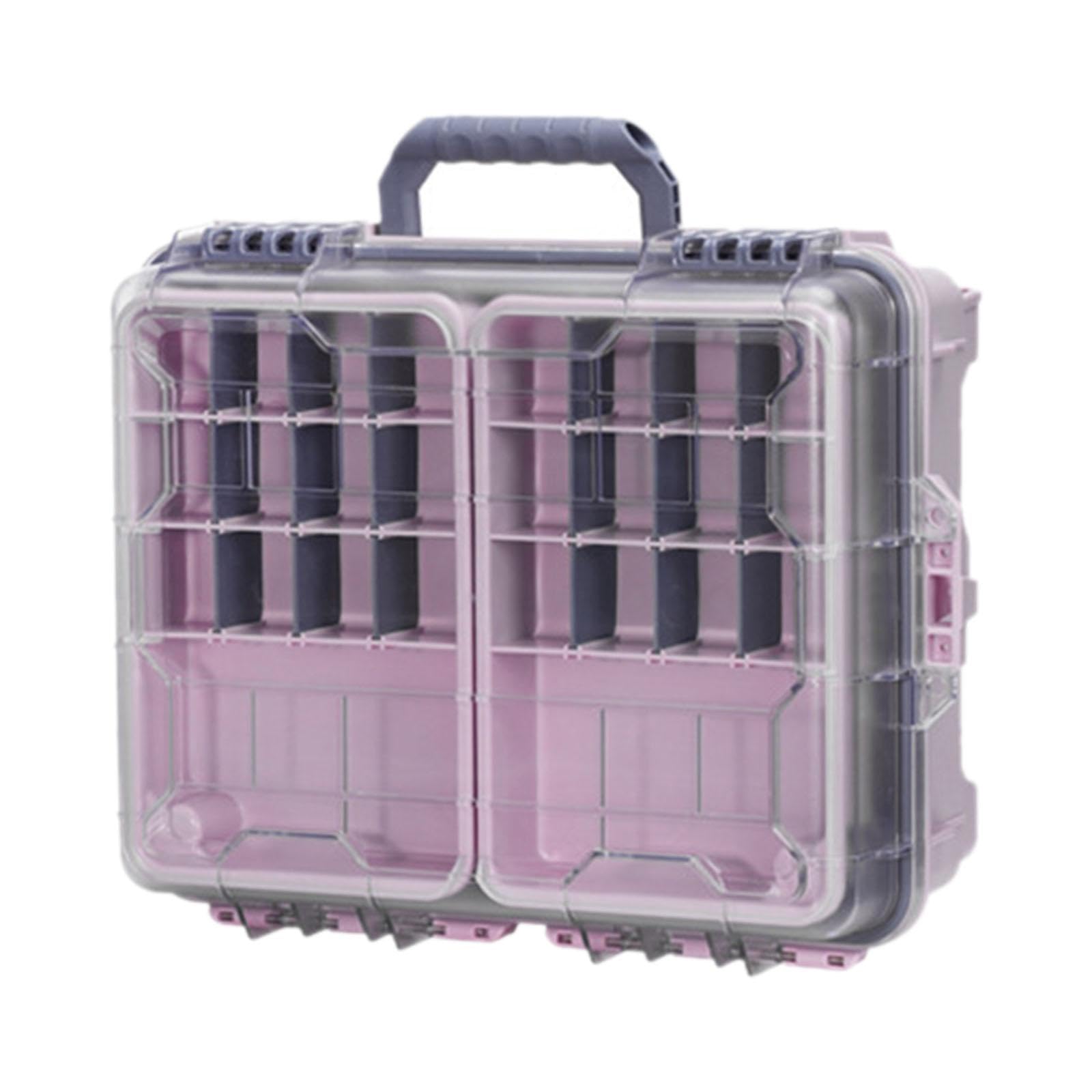 Boîte de Rangement à 3 Niveaux pour Matériel de Pêche avec Poignée, pour Leurres et Hameçons, Rose
