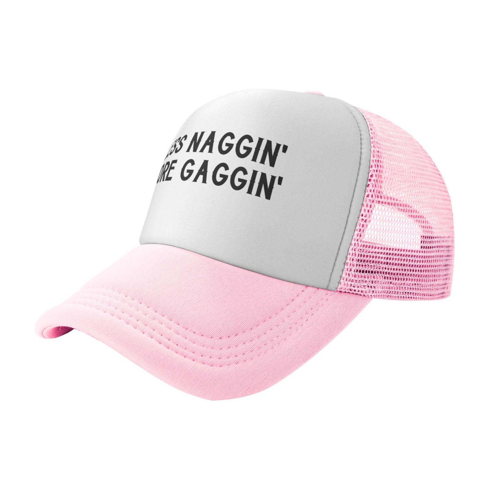Melbrakin Less Naggin More Gaggin Men's Adjustable Baseball Cap Vintage Dad Hat Trucker Cap Pink