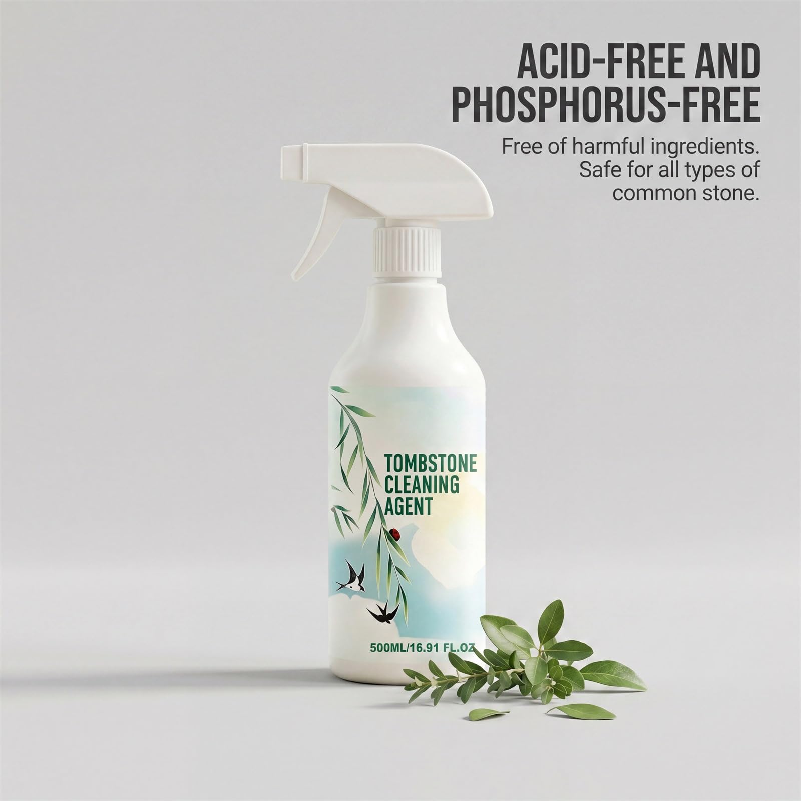 Spray limpiador de lápidas y lápidas para granito, mármol y piedra natural, cuidado conmemorativo de cementerio al aire libre de 500 ml con revitalizador protector y revestimiento protector resistente