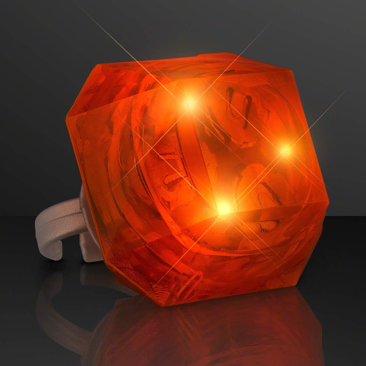 FlashingBlinkyLights Set of 24 Huge Orange Gem Light Up Rings