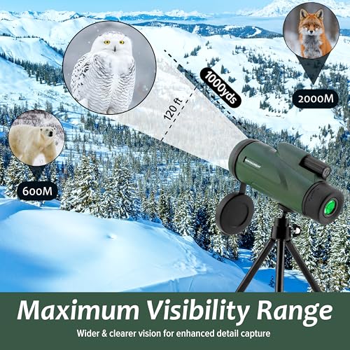 Image of 40x60 Monocular Telescope with Smartphone Adapter, High Powered BAK4 Prism FMC Monocular for Kids & Adults, Compact Low Light Vision Telescope for Wildlife, Camping, Travel & Outdoor